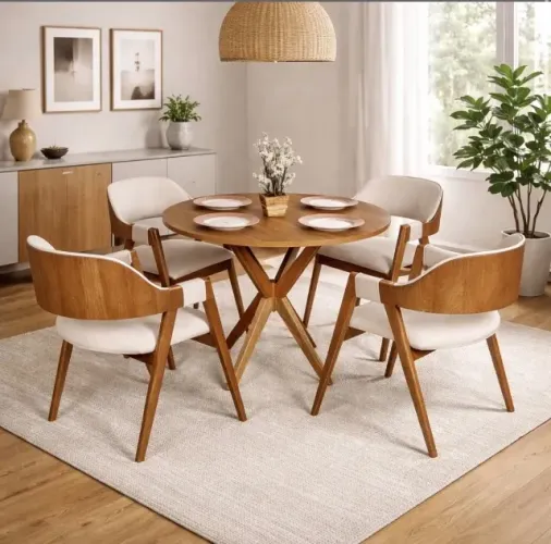 Conjunto de Jantar Capri Redondo 4 Lugares