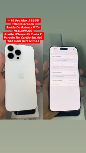 iPhone 16 Pro Max 256GB Titânio Branco - Usado