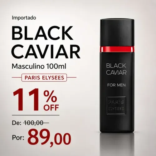 Black Caviar 100ml Edt Masculino 11% Off Referência Armani Code Paris Elysees Perfume