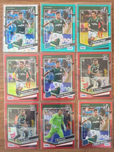 9 cards numerados do palmeiras coleção FIFA Donruss 2023 numerados