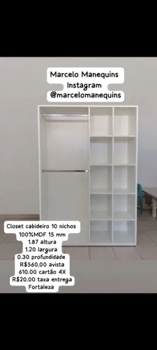 Closet cabideiro 10 nichos