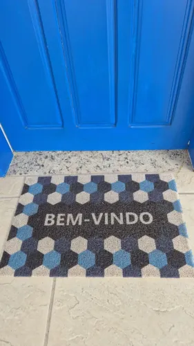 Tapete Capacho de Porta Carpete Vinílico Bem-Vindo Estampado Decoração 60x40cm