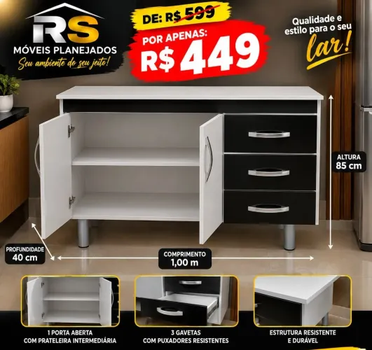 Balcão de cozinha mdf