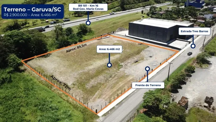 Lote/Terreno para venda com 6466 metros quadrados em São João Abaixo - Garuva - Santa Cata