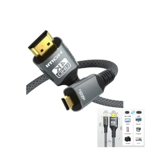 Cabo Micro HDMI 1M para HDMI - 4K@60Hz - 2K@165Hz - Trançado, 18Gbps