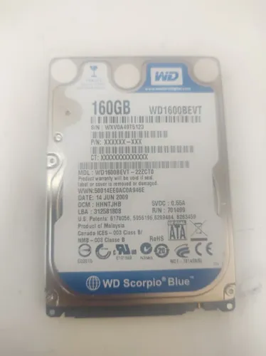 HD WD 160GB 2.5? SATA para Notebook - Saudável e Testado