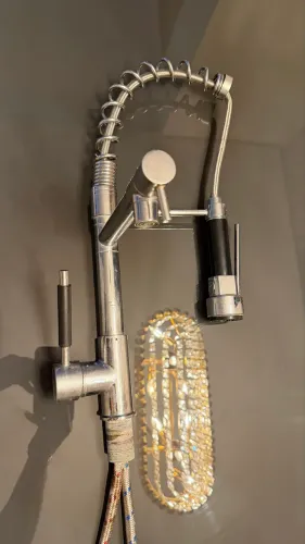 Torneira Gourmet Bancada Flexível Luxo Para Pia Inox 304 Fria Cor Escovado Prateado Winda