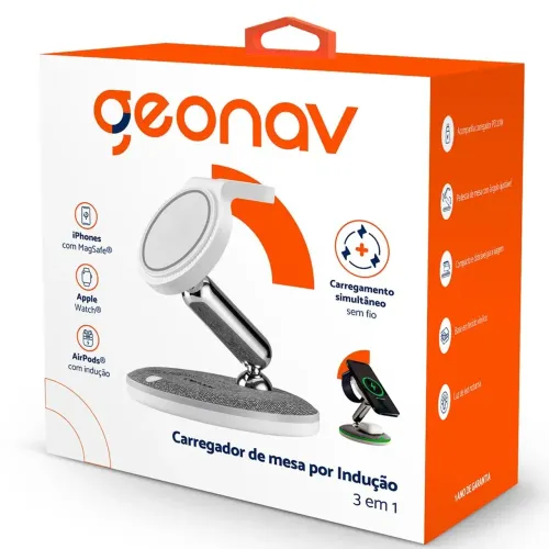 Carregador de Mesa GEONAV 3 em 1 por indução 
