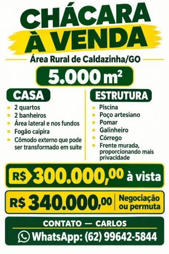 VENDO CHÁCARA CALDAZINHA