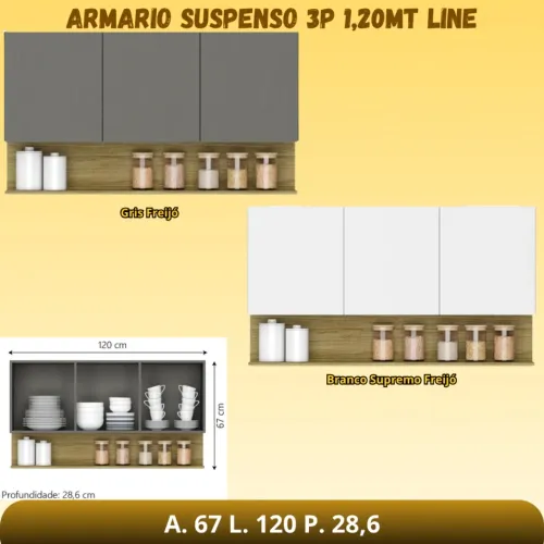 Armário Aéreo com 3 portas