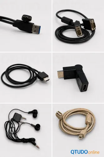 Kit com 6 acessórios cabos HDMI, VGA, USB 3.0, USB para impres., adap.HDMI articulado