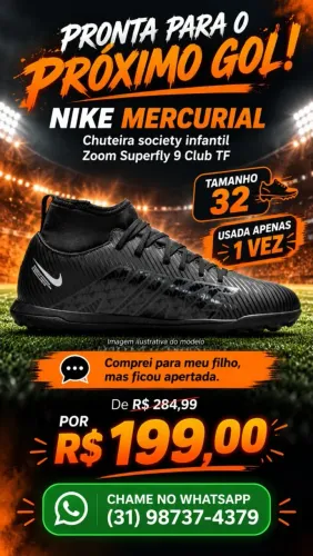 Chuteira Nike Mercurial society infantil zoom superfly 9