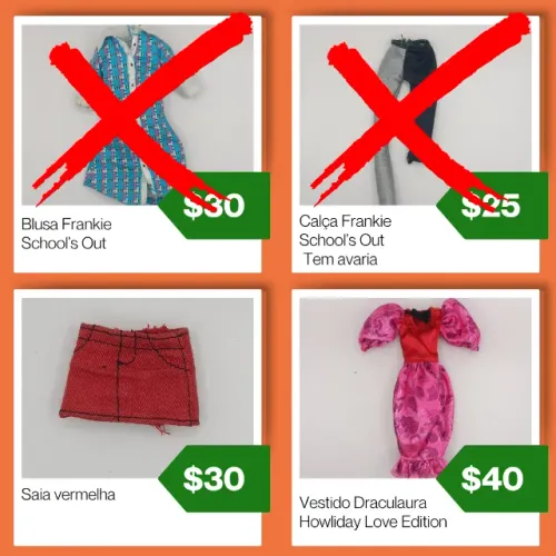 Boneca Monster High Acessórios - roupas