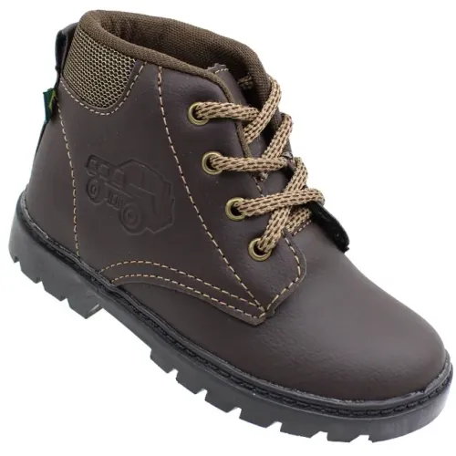 Bota Botinha Infantil Gibizinho Masculina Baby Coturno Café B14cafe