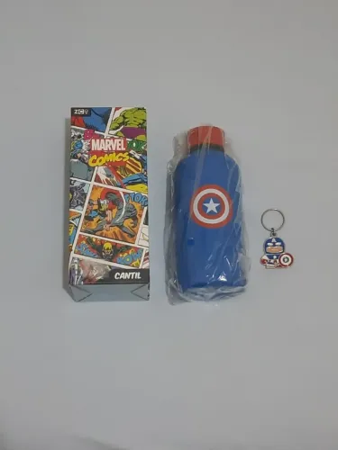 Garrafa cantil Capitão América: Marvel Comics 400ml (100% nova) + chaveiro Capitão América