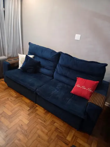 Sofá cama Retrátil suede Azul marinho 