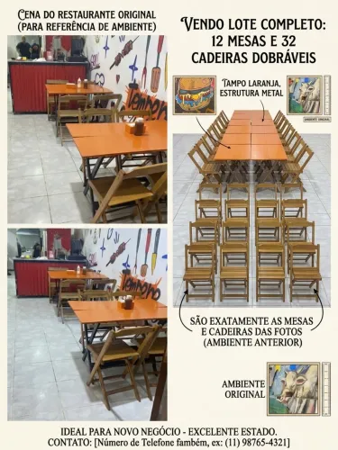Jogo de mesas e cadeiras