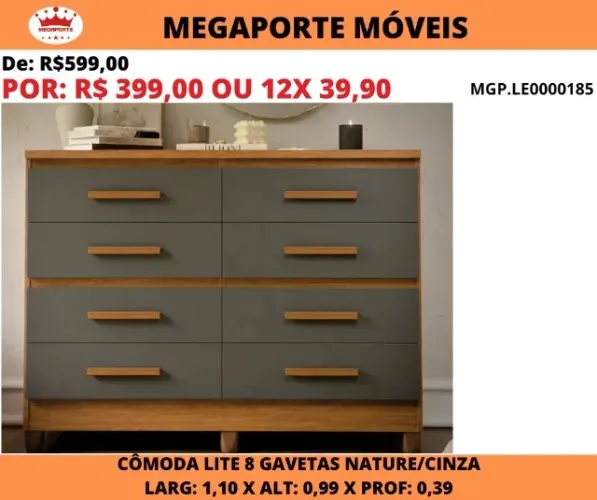 CÔMODA 8 GAVETAS
