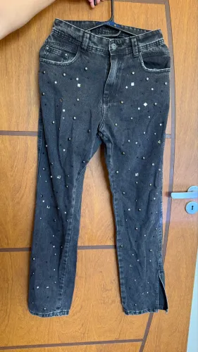 Calça jeans preta com brilhos Blue Steel (veste 38/40)