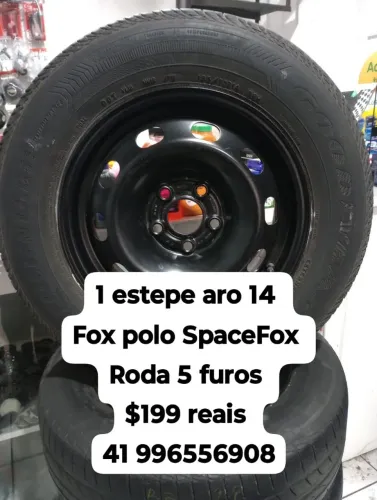 Estepe Fox polo SpaceFox aro 14 roda e pneu pronto roda 5 furos original VW Volkswagen 