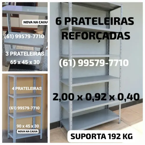Estantes de Aço | Novas | a partir de 99,00 | Com 3, 4 ou 6 Prateleiras (Reforçadas)