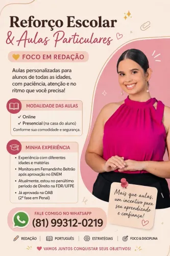 Reforço Escolar e Aulas Particulares | Português, Redação e Tarefas Escolares