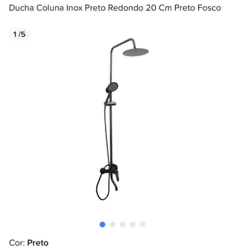 Ducha Coluna de Inox Redonda - Preta Fosca | Nova, Completa e Moderna