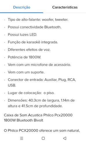 Vendo caixa de som Philco 1800W / *13