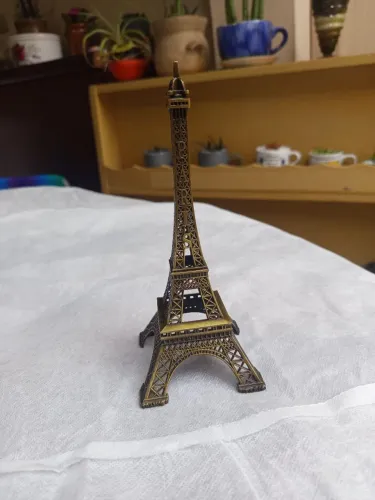 Miniatura Torre Eiffel Paris Em Metal Ouro Velho - 18 cm (Enfeite Decorativo)