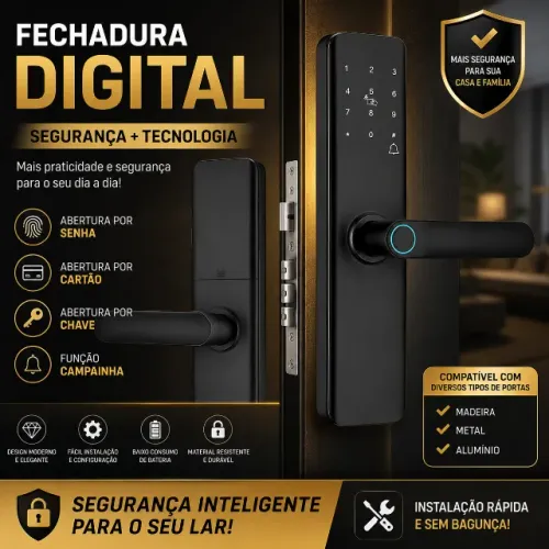 Fechadura Digital Biométrica Touch com Senha e Chave Eletrônica
