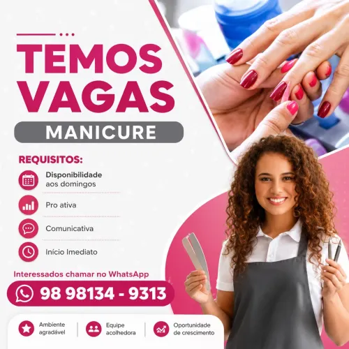 Vaga Manicure em Salão de Beleza