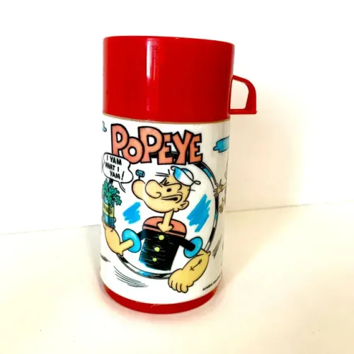 Antiga Garrafa Aladdin Popeye 1980 c/ Olívia, Brutus, Gugu, Térmica, Escola