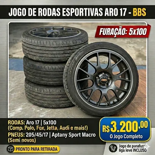 Jogo de Rodas 17. 5x100. Pneus semi novos. 205/45/17