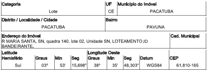 Oportunidade valiosa Terreno no Pavuna, Pacatuba - CE, Nº 00, 363m² | Venda Direta Online