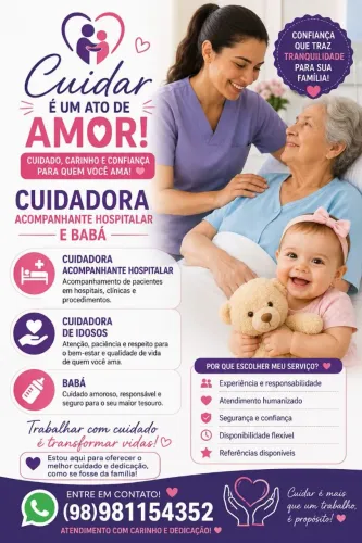 Babá, cuidadora e acompanhante hospitalar