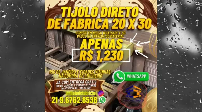 tijolo 8 furos 9 milheiros com entrega 