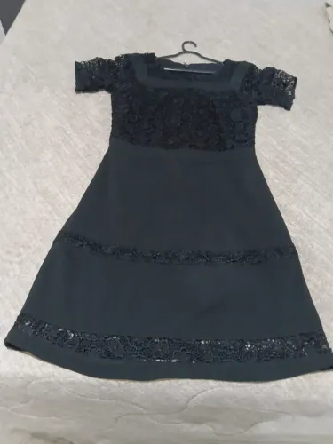 Vestido Social Preto Bordado