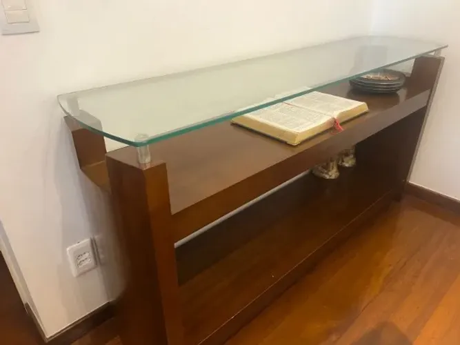 Aparador Estante Madeira com Vidro Elegante Otimo Estado