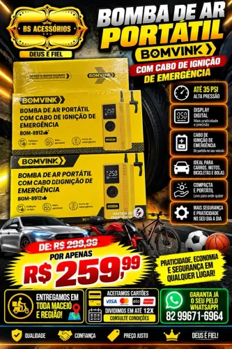 Auxiliar de Partida e Bomba de ar Portátil 