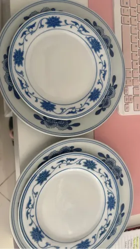lote 4 pratos jantar e sobremesa porcelana chinesa azul