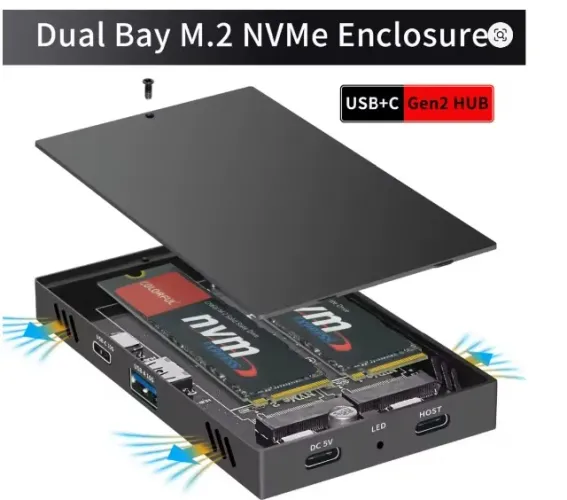 Case 2 em um Dual Bay M.2 NVME