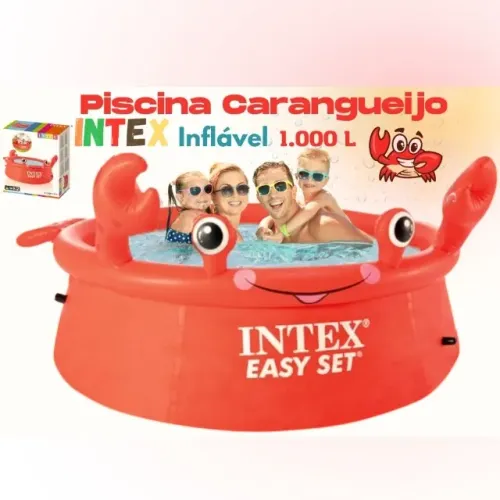 PISCINA INFANTIL INFLÁVEL CARANGUEJO INTEX EASY SET 1000L 183X183X51CM VERMELHA 26100NP