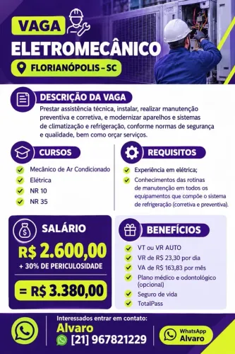 Vaga mecânico de refrigeração 
