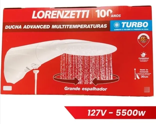 Chuveiro Advanced Turbo 4T Multitemperaturas 127V 5.500w Lorenzetti Ducha