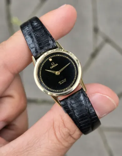 Omega De Ville Quartz Vintage Preto Original Swiss anos 70