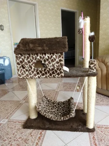 Casa com rede e arranhador para Gatos 