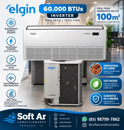 Ar condicionado piso teto Elgin 60.000btus inverter