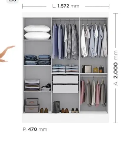 Guarda Roupa 3 portas 2 gavetas