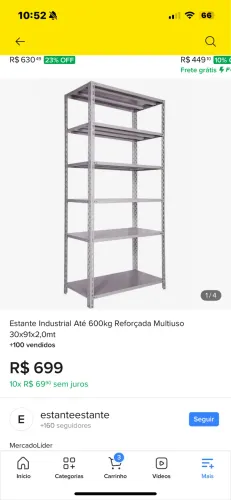 Estante de ferro e aço reforçado