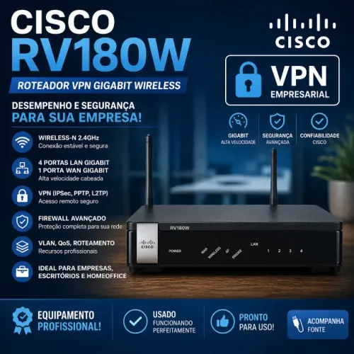 Roteador Cisco RV180W VPN Gigabit Wireless - Profissional - COMPRE AGORA!